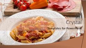  Presentation with capsicum - Cool new slide set with pasta-with-capsicum-tomatoes backdrop and a coral colored foreground