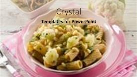  Presentation with cauliflower - Presentation theme having pasta-with-cauliflower-ancovy background and a soft green colored foreground