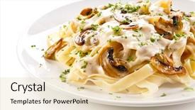  Presentation with pasta sauce - Slides having pasta with champignons and sauce background and a lemonade colored foreground