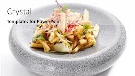  Presentation with pasta restaurant - Presentation design featuring pasta-with-crab-zucchini background and a white colored foreground