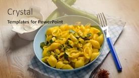  Presentation with saffron - Amazing presentation having pasta with cream sauce zucchinis and saffron backdrop and a lemonade colored foreground