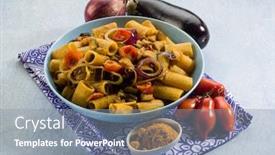  Presentation with curry - PPT theme with pasta with eggplants tomatoes and curry background and a gray colored foreground