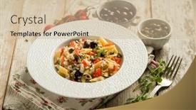  Presentation with pasta - PPT layouts having pasta-with-fish-ragout-black background and a soft green colored foreground