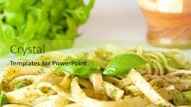  Presentation with pasta sauce - Amazing PPT theme having pasta-with-fresh-pesto-sauce backdrop and a yellow colored foreground