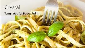  Presentation with pasta sauce - Colorful presentation theme enhanced with pasta-with-fresh-pesto-sauce backdrop and a lemonade colored foreground