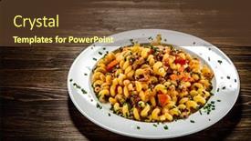  Presentation with pasta sauce - Slides enhanced with pasta-with-meat-tomato-sauce background and a tawny brown colored foreground