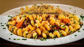  Presentation with pasta sauce - Beautiful theme featuring pasta-with-meat-tomato-sauce backdrop and a gold colored foreground