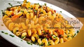  Presentation with pasta sauce - Audience pleasing PPT layouts consisting of pasta-with-meat-tomato-sauce backdrop and a gold colored foreground