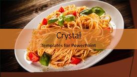  Presentation with dairy produce meat vegetables - Colorful slide set enhanced with pasta with meat tomato sauce backdrop and a  colored foreground