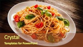  Presentation with pasta sauce - Cool new slide deck with pasta with meat tomato sauce backdrop and a  colored foreground