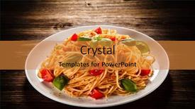  Presentation with dairy produce meat vegetables - Beautiful slides featuring pasta with meat tomato sauce backdrop and a gold colored foreground