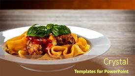  Presentation with pasta sauce - PPT theme enhanced with pasta-with-meatballs-in-tomato background and a red colored foreground