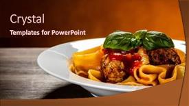  Presentation with pasta sauce - Slide set consisting of pasta-with-meatballs-in-tomato background and a wine colored foreground