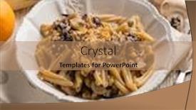  Presentation with mushroom - Cool new presentation design with pasta-with-mushroom-hazelnut-orange backdrop and a coral colored foreground