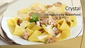  Presentation with mushrooms - Audience pleasing presentation theme consisting of pasta with mushrooms and parmesan cheese backdrop and a blonde colored foreground