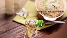  Presentation with pasta sauce - Colorful slides enhanced with pasta-with-mushrooms-sauce-impaled backdrop and a lemonade colored foreground