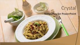  Presentation with dried tomato - Colorful PPT theme enhanced with pasta-with-pesto-pistachio backdrop and a lemonade colored foreground