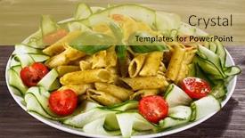  Presentation with pasta sauce - Slides featuring pasta-with-pesto-sauce-parmesan background and a yellow colored foreground