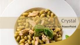  Presentation with pasta sauce - Presentation theme featuring pasta-with-pesto-sauce background and a  colored foreground