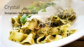  Presentation with pasta sauce - Audience pleasing presentation consisting of pasta-with-pesto-sauce backdrop and a soft green colored foreground