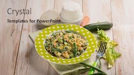  Presentation with carrots - Amazing presentation design having pasta-with-ricotta-cheese-zucchinis backdrop and a soft green colored foreground