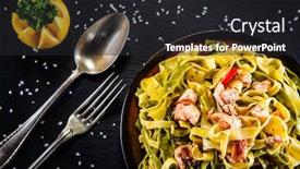  Presentation with pasta sauce - Cool new presentation theme with pasta-with-salmon-and-sauce backdrop and a dark gray colored foreground