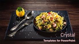  Presentation with pasta sauce - Presentation enhanced with pasta-with-salmon-and-sauce background and a wine colored foreground