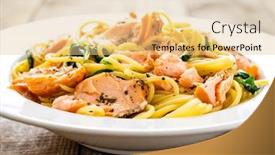  Presentation with rustic wood wooden frame - Presentation theme with pasta-with-salmon-and-spinach background and a lemonade colored foreground