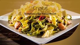  Presentation with salmon - Theme with pasta with salmon and vegetables on wooden table background and a gold colored foreground