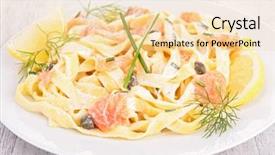  Presentation with carbohydrates carbohydrate pasta rice - Slide deck featuring pasta with salmon cream and dill background and a lemonade colored foreground