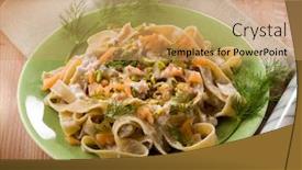  Presentation with pasta sauce - Slide set with pasta with salmon pistachio and cream sauce background and a coral colored foreground