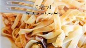  Presentation with dinner - PPT layouts having pasta-with-scallops-dinner-dish background and a lemonade colored foreground