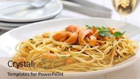  Presentation with italian cuisine - PPT layouts with pasta with sea urchin roe background and a  colored foreground