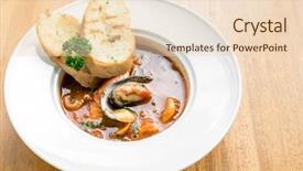  Presentation with pasta sauce - Audience pleasing PPT layouts consisting of pasta with seafood marinara sauce backdrop and a  colored foreground