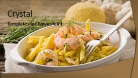  Presentation with shrimp - Amazing theme having pasta with shrimp and zucchinis backdrop and a gold colored foreground