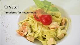  Presentation with pasta sauce - Colorful theme enhanced with pasta with shrimp sauce backdrop and a  colored foreground