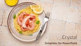  Presentation with italian cuisine - Slides featuring pasta-with-shrimps-italian-cuisine background and a lemonade colored foreground