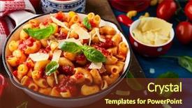  Presentation with pasta sauce - Colorful slide set enhanced with pasta with spicy tomato sauce backdrop and a tawny brown colored foreground