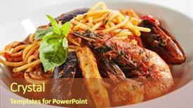  Presentation with italian food cooking tomatoes basil - Cool new slide set with pasta with squid scallop prawn backdrop and a tawny brown colored foreground