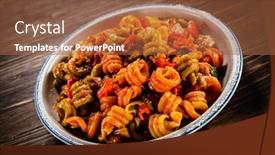  Presentation with pasta sauce - Cool new PPT theme with pasta-with-tomato-sauce-meat backdrop and a red colored foreground