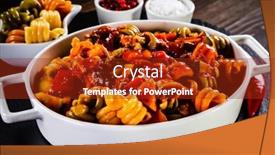  Presentation with pasta sauce - Audience pleasing slides consisting of pasta-with-tomato-sauce-meat backdrop and a tawny brown colored foreground