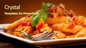  Presentation with pasta sauce - PPT layouts featuring pasta with tomato sauce background and a tawny brown colored foreground