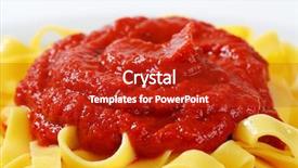  Presentation with pasta sauce - Colorful PPT layouts enhanced with pasta with tomato sauce backdrop and a crimson colored foreground