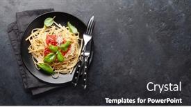  Presentation with pasta sauce - Slide set with pasta-with-tomato-sauce background and a dark gray colored foreground