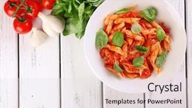  Presentation with pasta sauce - Beautiful slide deck featuring pasta with tomato sauce backdrop and a lemonade colored foreground