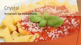  Presentation with pasta sauce - PPT layouts featuring pasta with tomato sauce and grated parmesan background and a blonde colored foreground