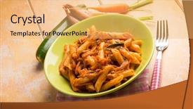  Presentation with carbohydrates carbohydrate pasta rice - Theme consisting of pasta with tomatoes zucchinis carrots background and a yellow colored foreground