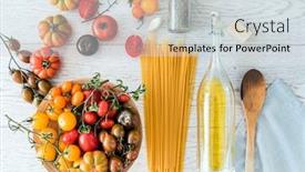  Presentation with pasta - Slide deck consisting of pasta-with-tomatoes background and a sky blue colored foreground