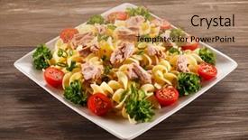  Presentation with hydroponics vegetables hydroponic vegetable - Colorful slide deck enhanced with pasta with tuna and vegetables backdrop and a coral colored foreground
