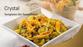 Presentation with saffron flower - Slides having pasta with zucchibis flower and saffron background and a lemonade colored foreground